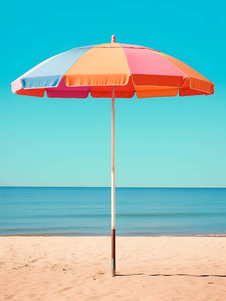 Beach Umbrella, Colorful, Pastel Colors, Beach, Preppy Aesthetic, Trendy