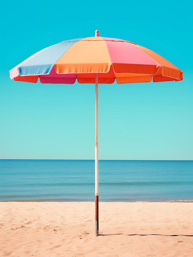 Beach Umbrella, Colorful, Pastel Colors, Beach, Preppy Aesthetic, Trendy