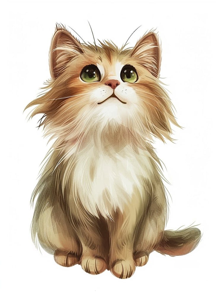 Norwegian Forest Cat Cat Clipart Illustration 2