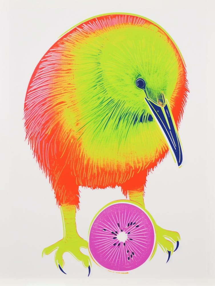 Colourful Bird Painting Kiwi 3