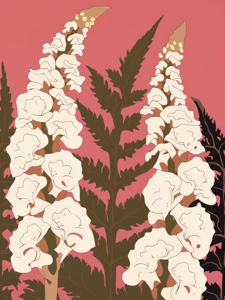 Foxgloves Flower Big Bold Illustration 1