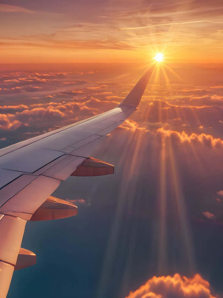 Airplane Wing At Sunset - Reimagined