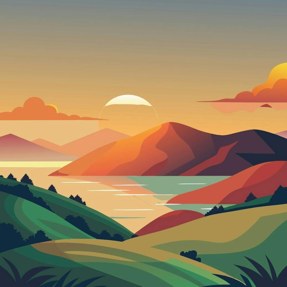 A Tranquil Landscape With A Warm Golden Sunset 1