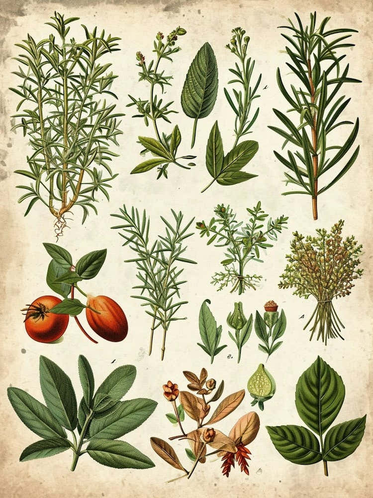Garden Herbs Vintage Illustration 1