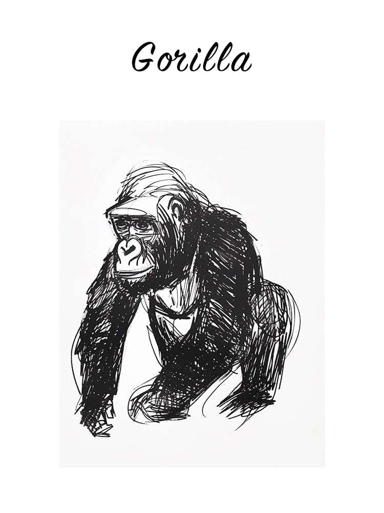 B&W Gorilla Poster