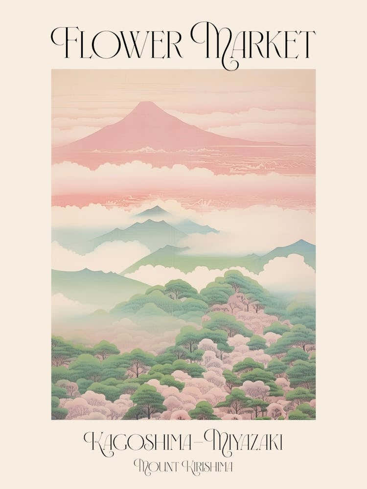 Flower Market Mount Kirishima In Kagoshima Miyazaki, Japanese Landscape 3 Poster