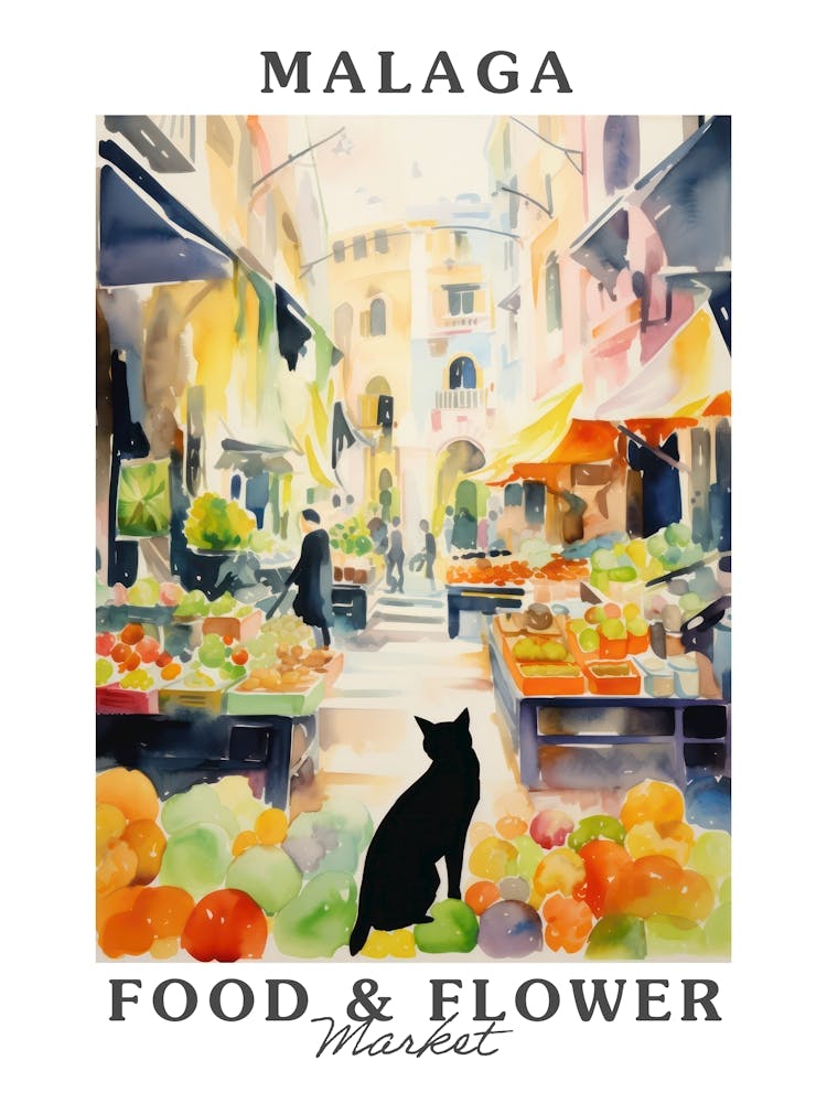 Food Market With Cats In Malaga 2 Poster