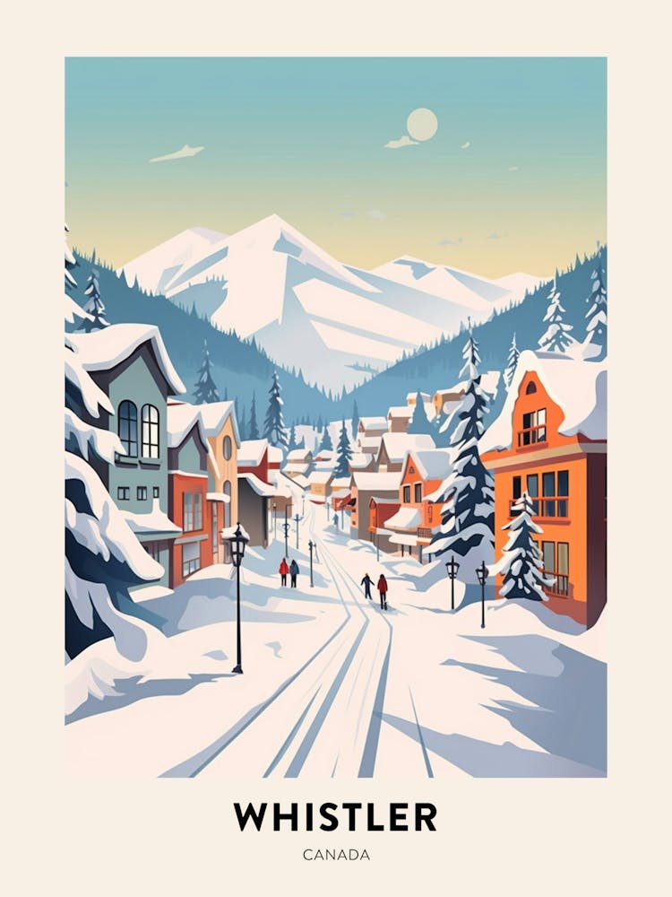Vintage Winter Travel Poster Whistler Canada 1
