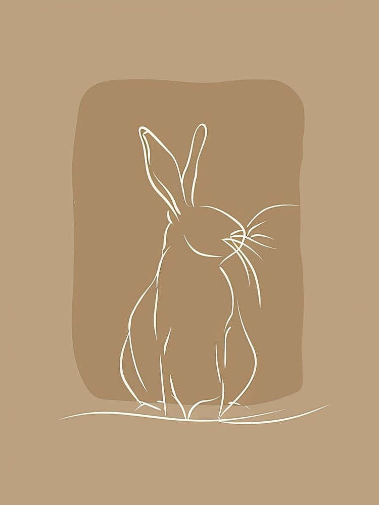 Hare Illustration - Boho, Line Art