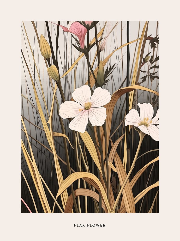 Flower Illustration Flax Flower Flower 4 Poster
