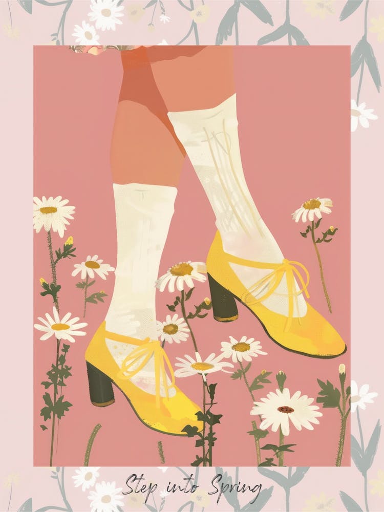 Step Into Spring Woman Yellow Shoes With Flowers 4