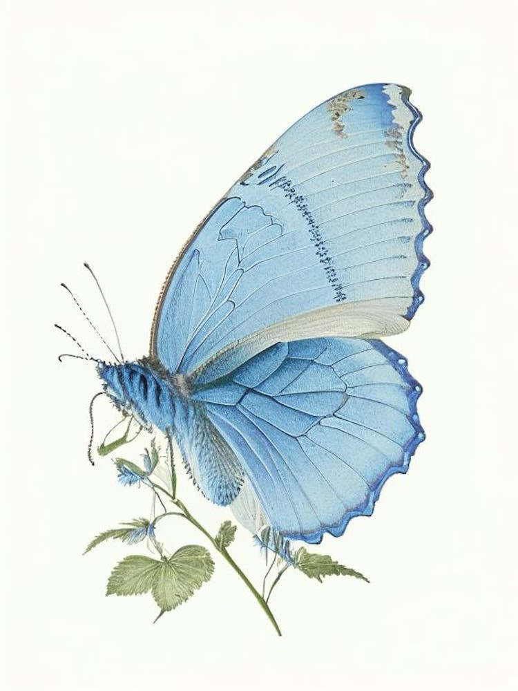 Common Blue Butterfly Vintage Pastel 1