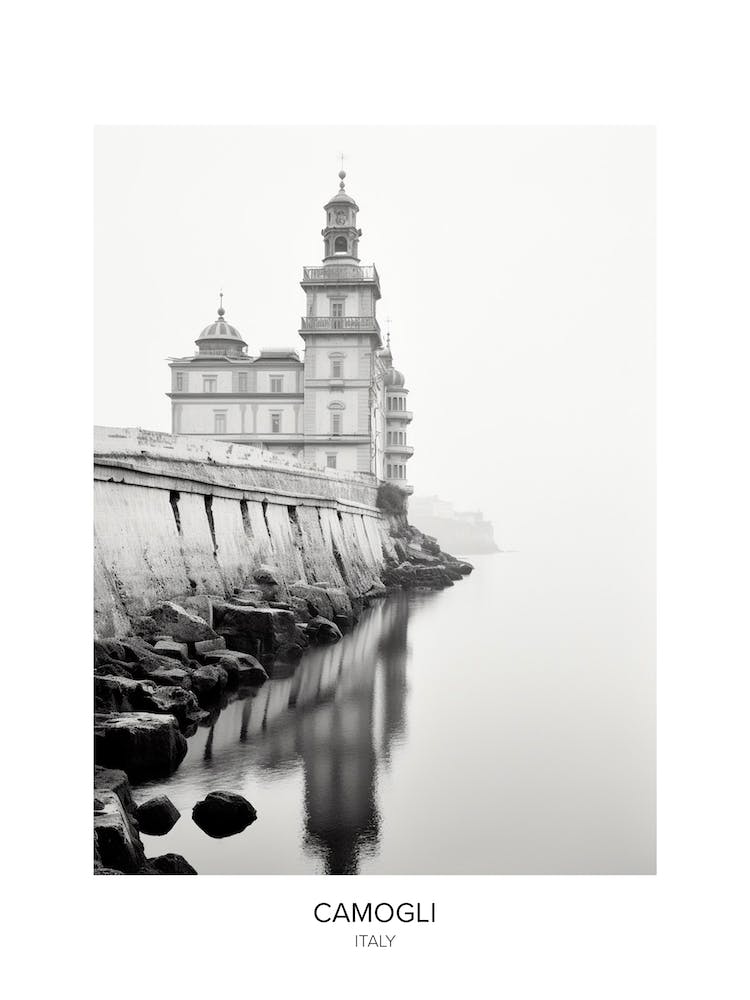 Poster Of Camogli, Italy, Black And White Photo 2