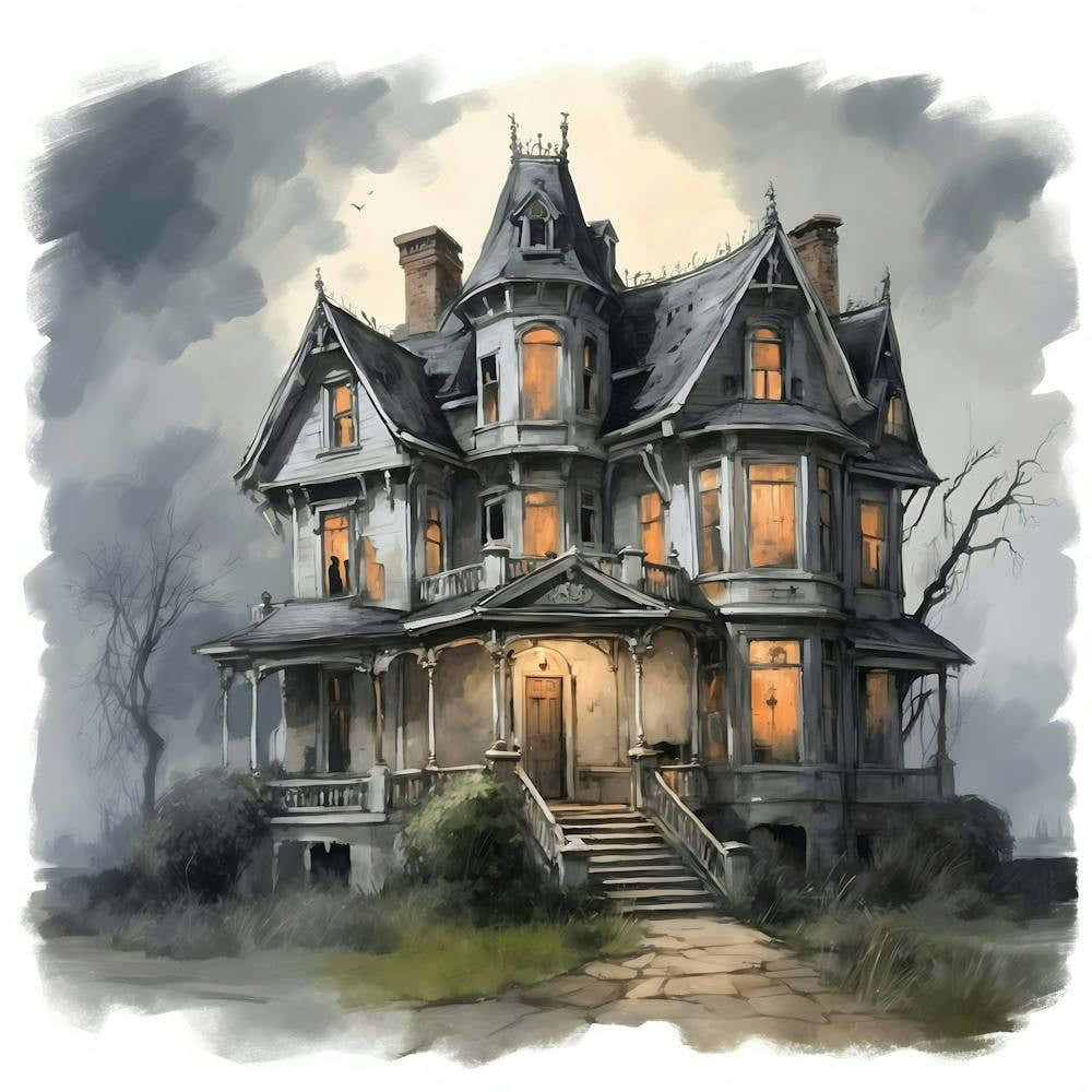 Haunted House Oil Painting