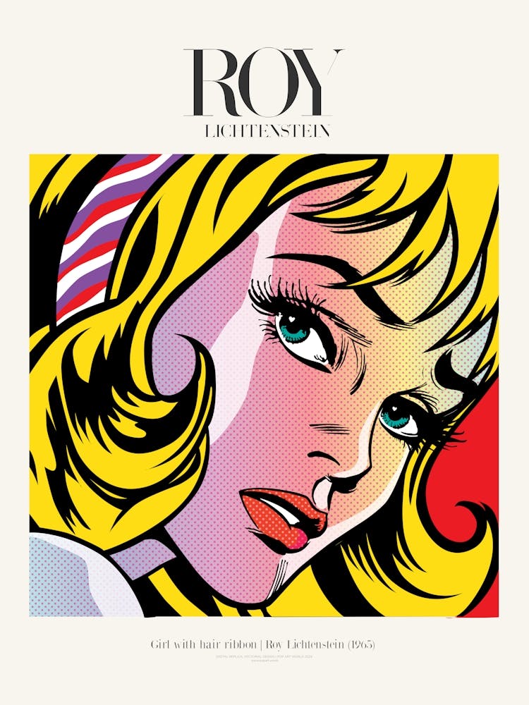 Girl With Hair Ribbon Poster|Roy Lichtenstein 1965 Art Print by