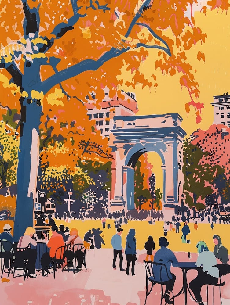 Washington Square Park New York Colourful Silkscreen Illustration 2