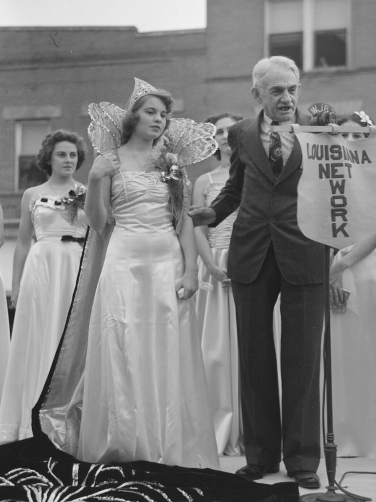 Introducing The Queen To The Radio Audience, National Rice Festival, Crowley, Louisiana By Russell Lee