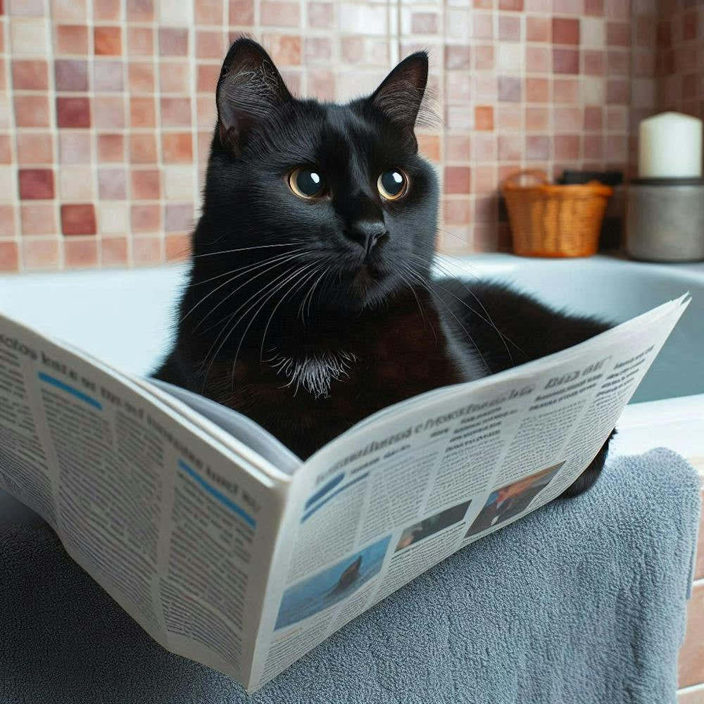 Cat Reading A Newspaper 1