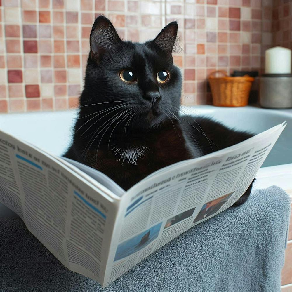 Cat Reading A Newspaper 1