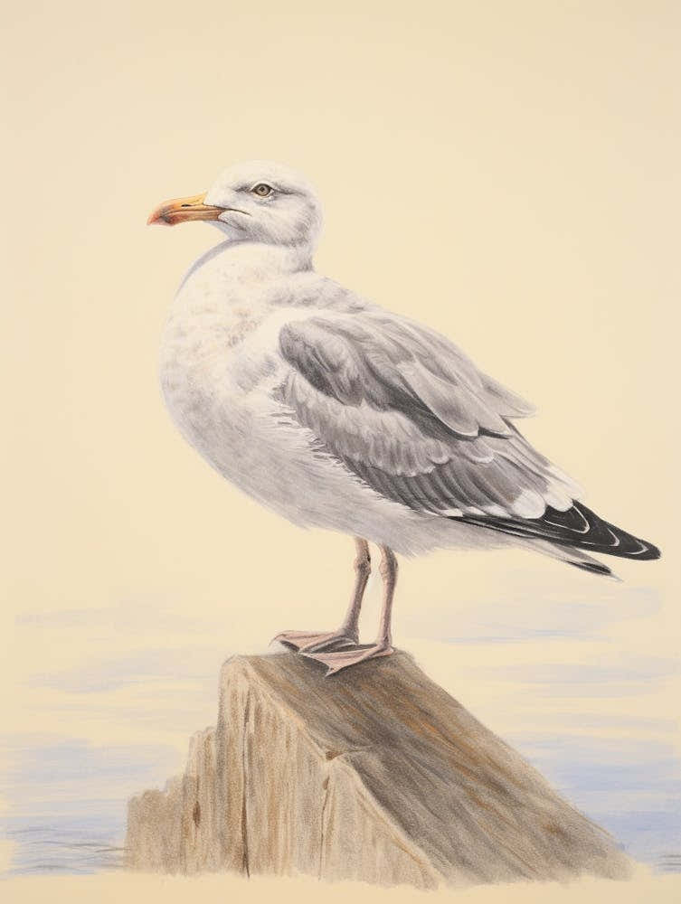 Vintage Bird Drawing Seagull 2