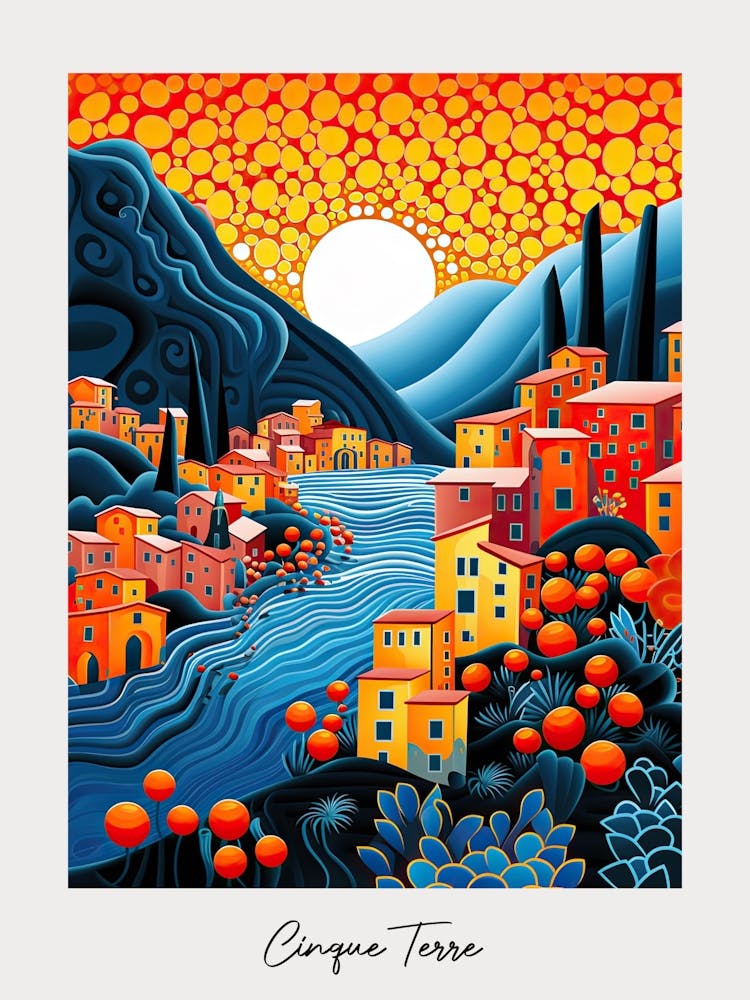 Poster Of Cinque Terre, Italy, Illustration In The Style Of Pop Art 3