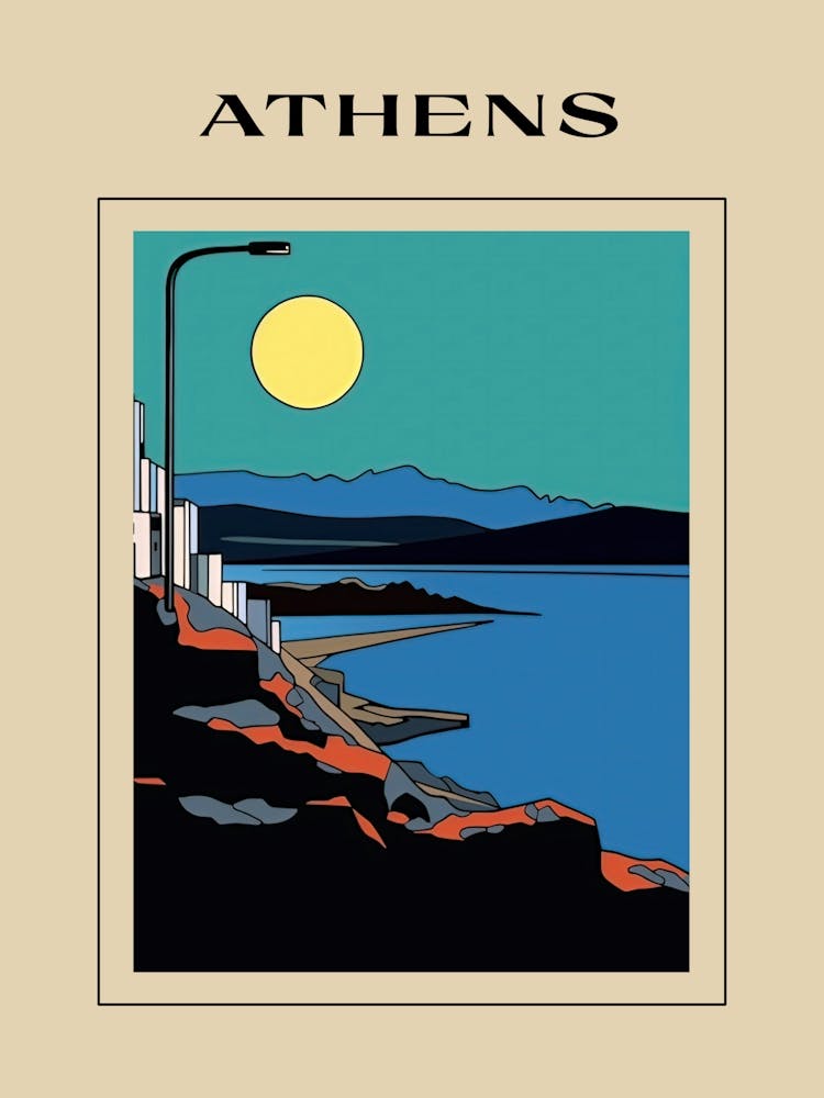Minimal Design Style Of Athens, Greece 3 Poster
