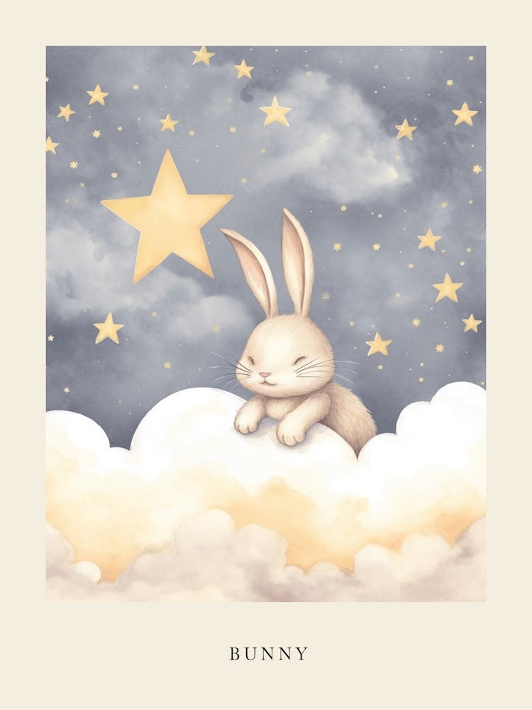 Sleeping Baby Bunny 7 Nursery Poster