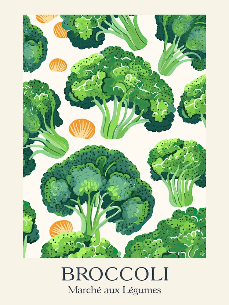 Marche Aux Legumes Broccoli Summer Illustration 2