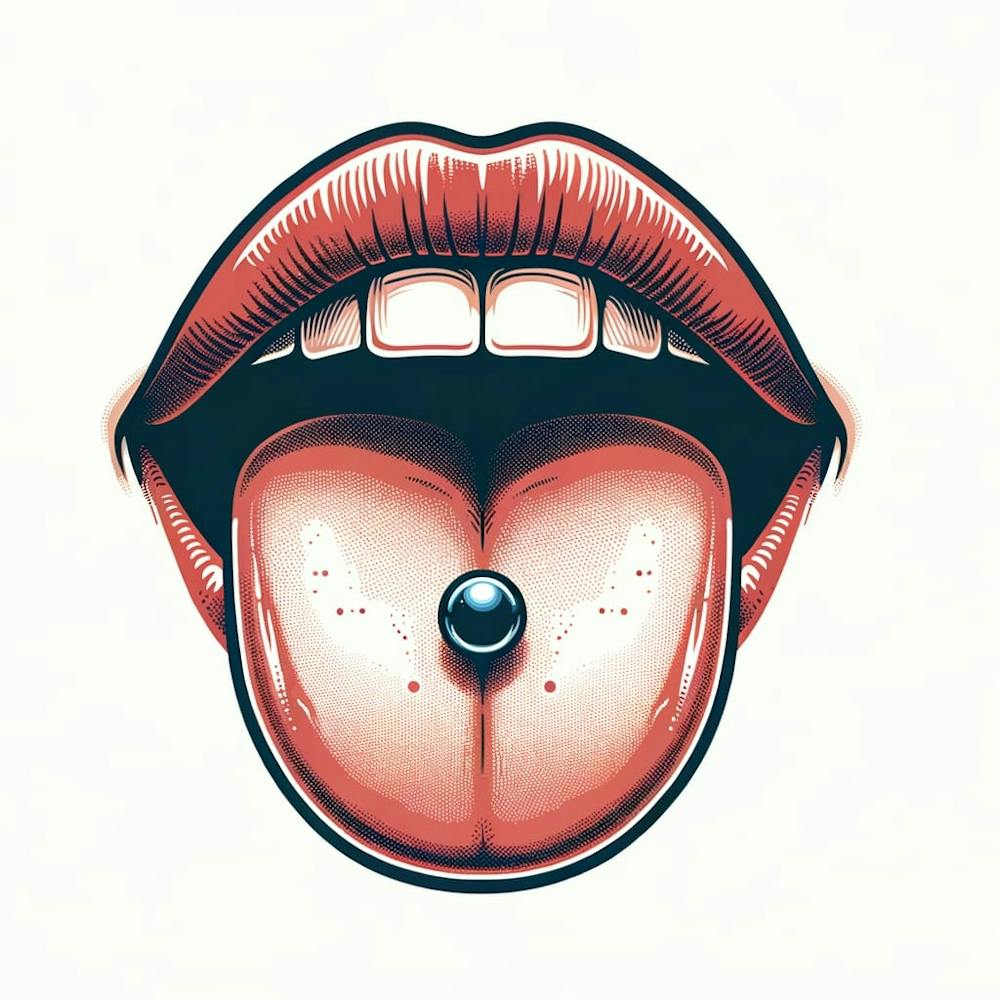 Red Lips Tongue Piercing