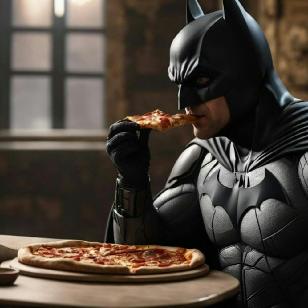 Batman Eating Pizza