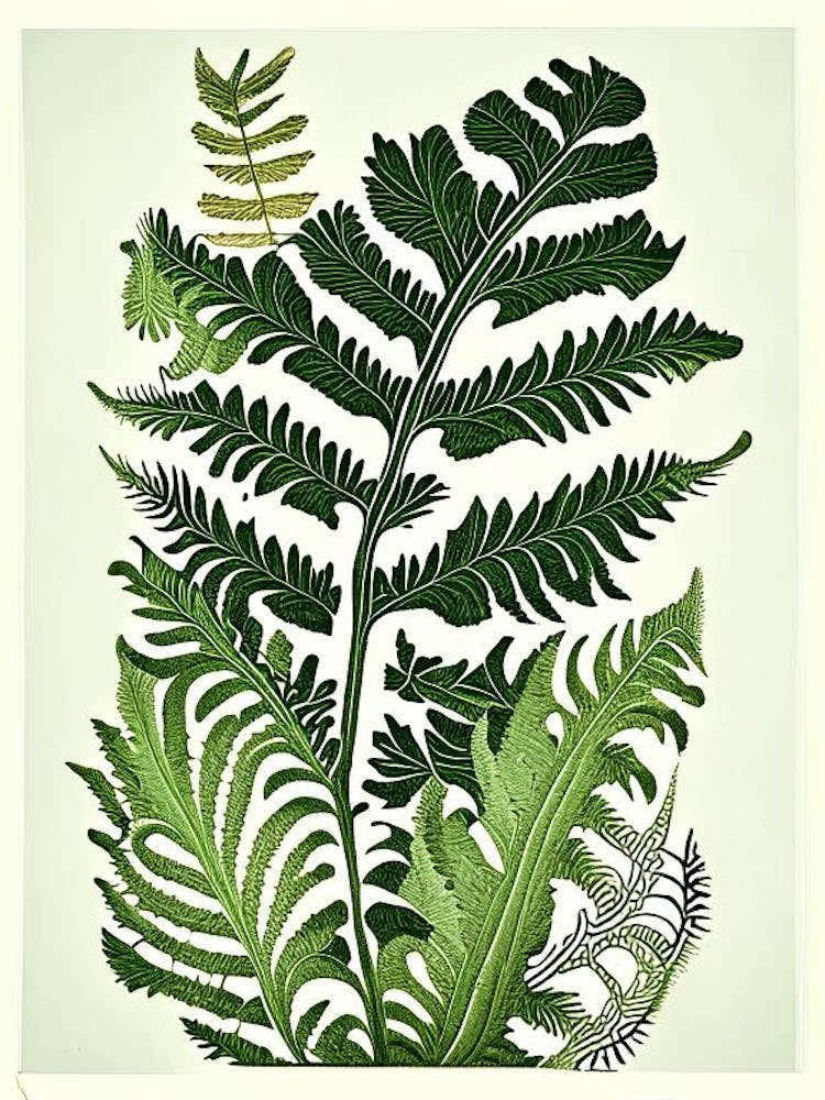 Polypodium Fern Vintage Botanical Poster