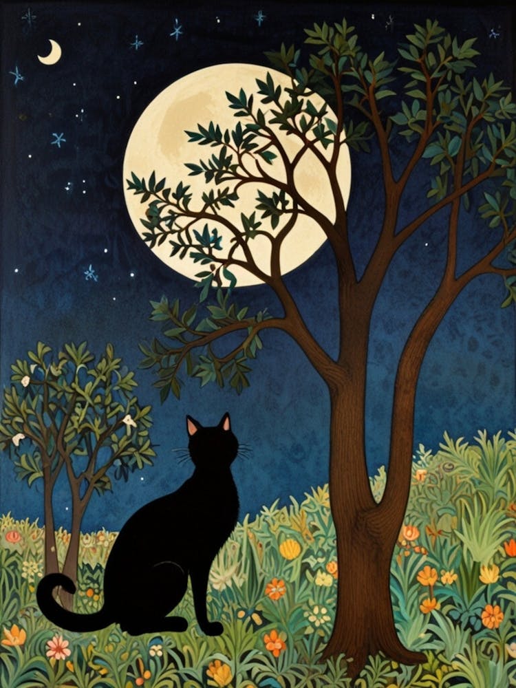 William Morris Cat In The Moonlight 27