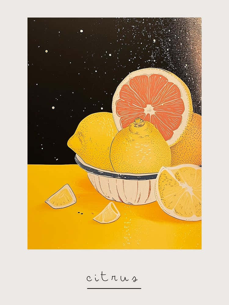 Citrus Fruit Art Deco 1 Poster