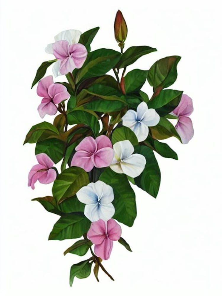Mandevilla Plant (Mandevilla Hybrids) Watercolor