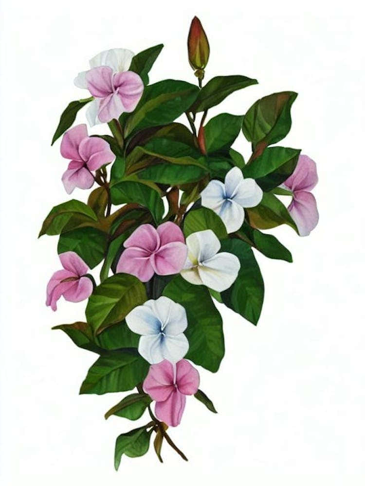 Mandevilla Plant (Mandevilla Hybrids) Watercolor