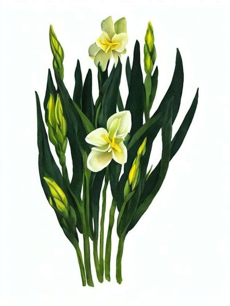 Freesia Flower (Freesia Hybrids) Watercolor