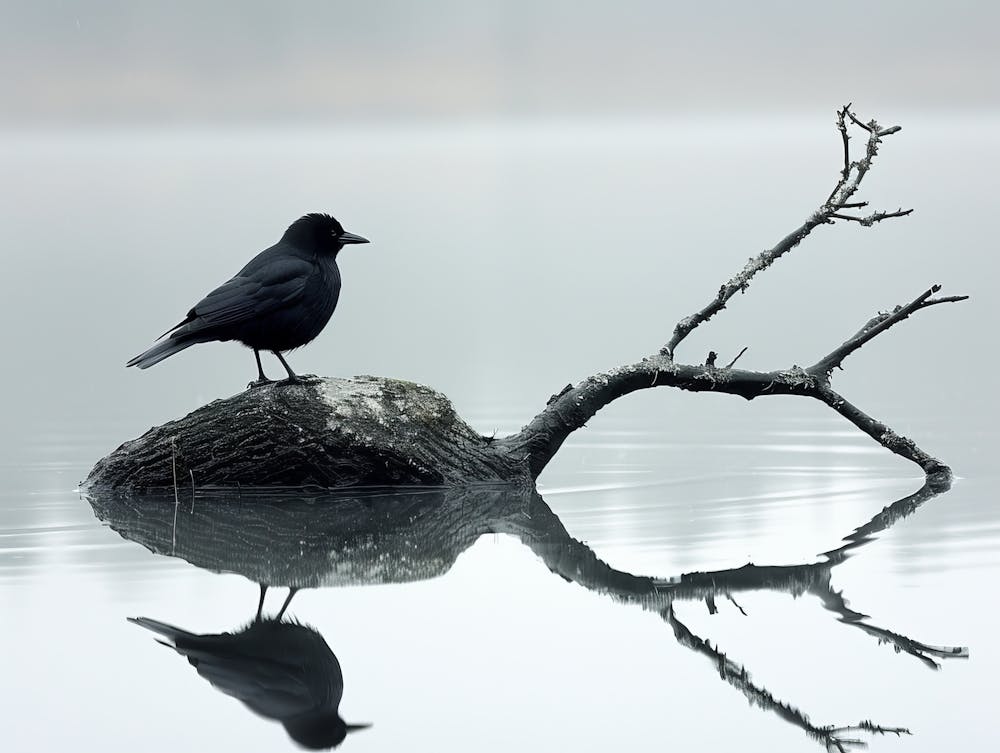 Black Bird On A Branch