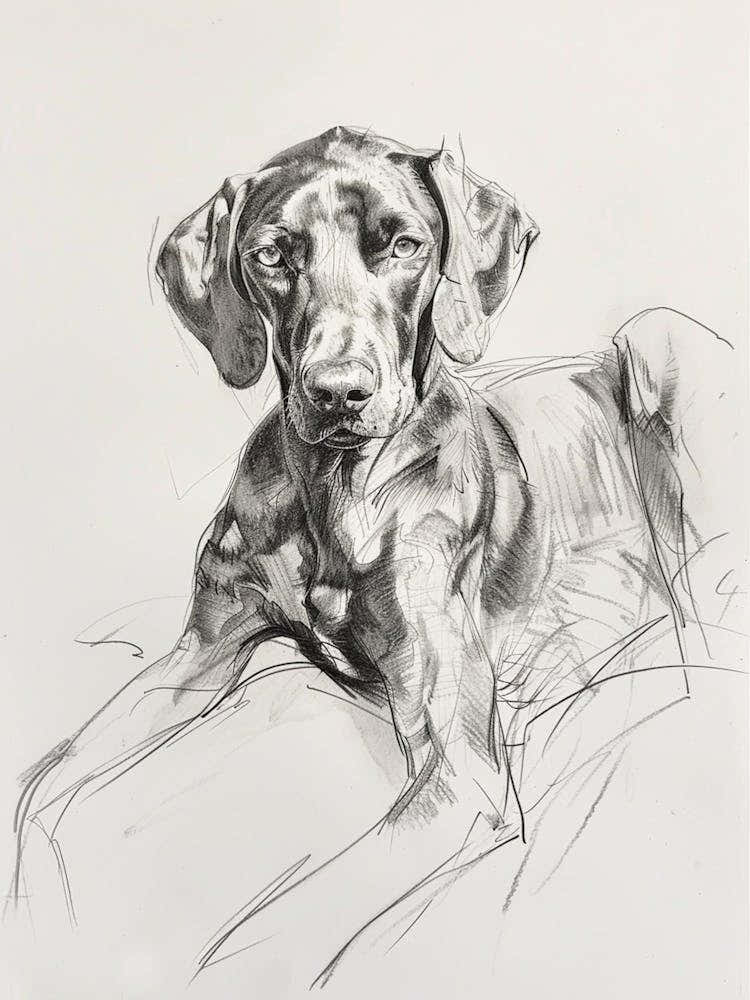 Vizsla Dog Charcoal Line 2