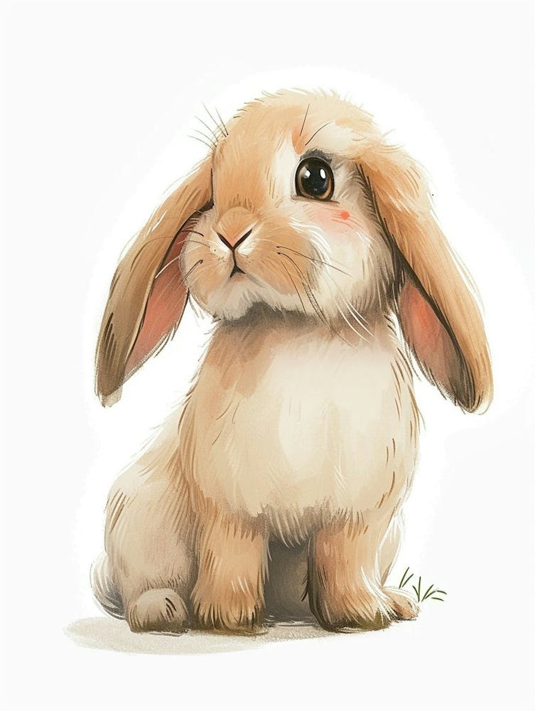 French Lop Rabbit Kids Illustration 2