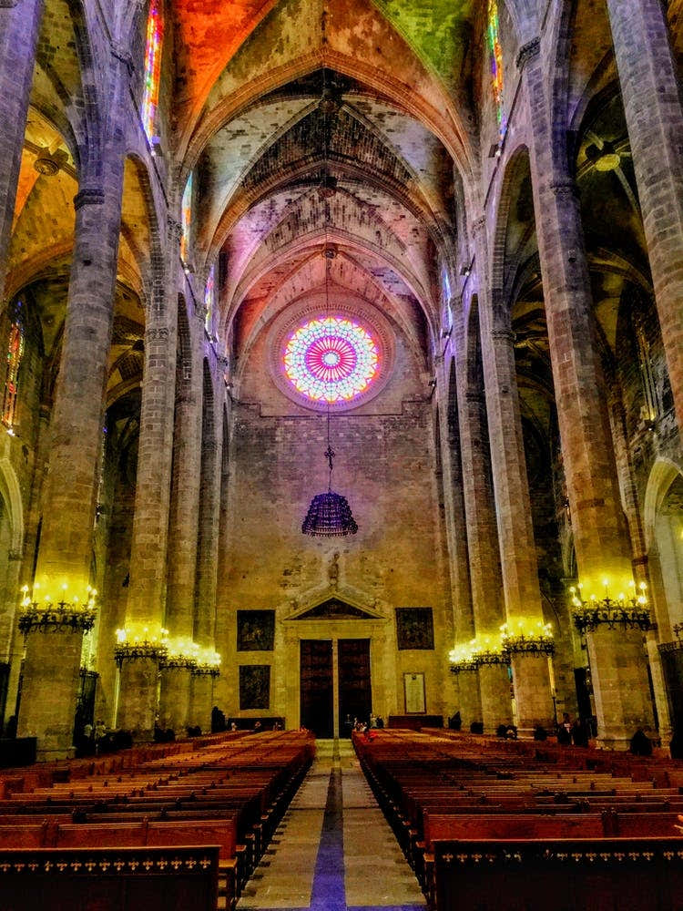 Cathedral Of Barcelona With Pews (Spain Series)