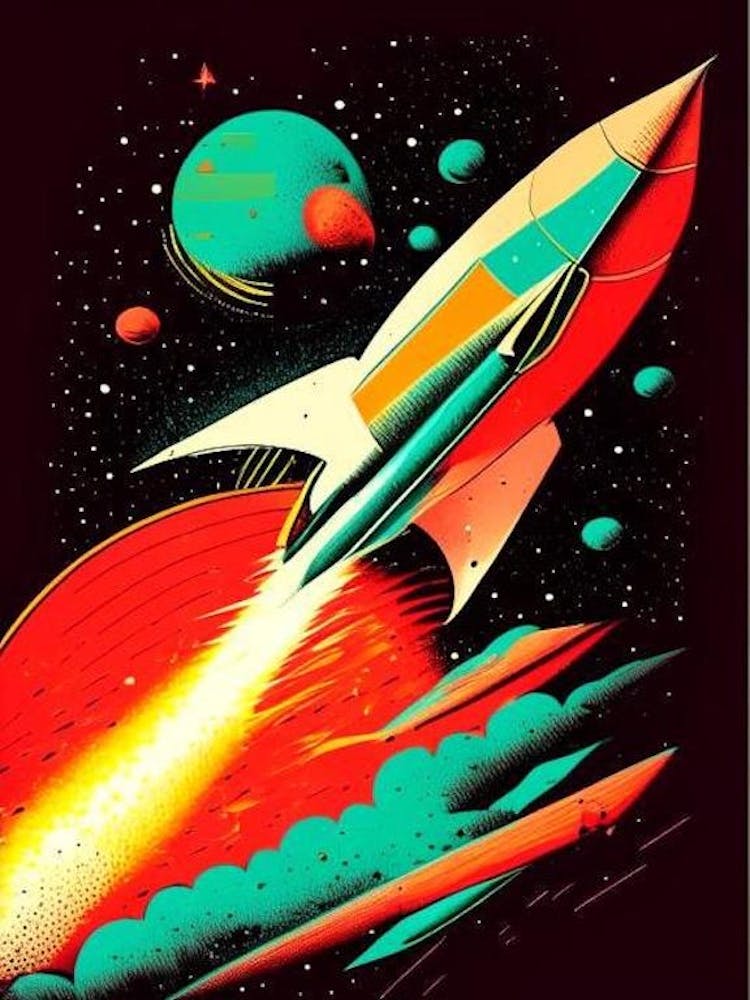 Space Debris Vintage Sketch Space