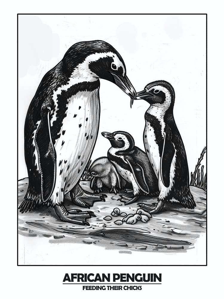 Penguin Feeding Their Chicks Poster 2