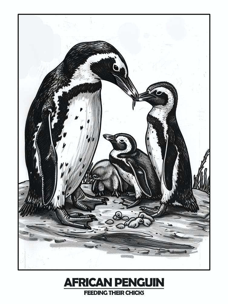 Penguin Feeding Their Chicks Poster 2