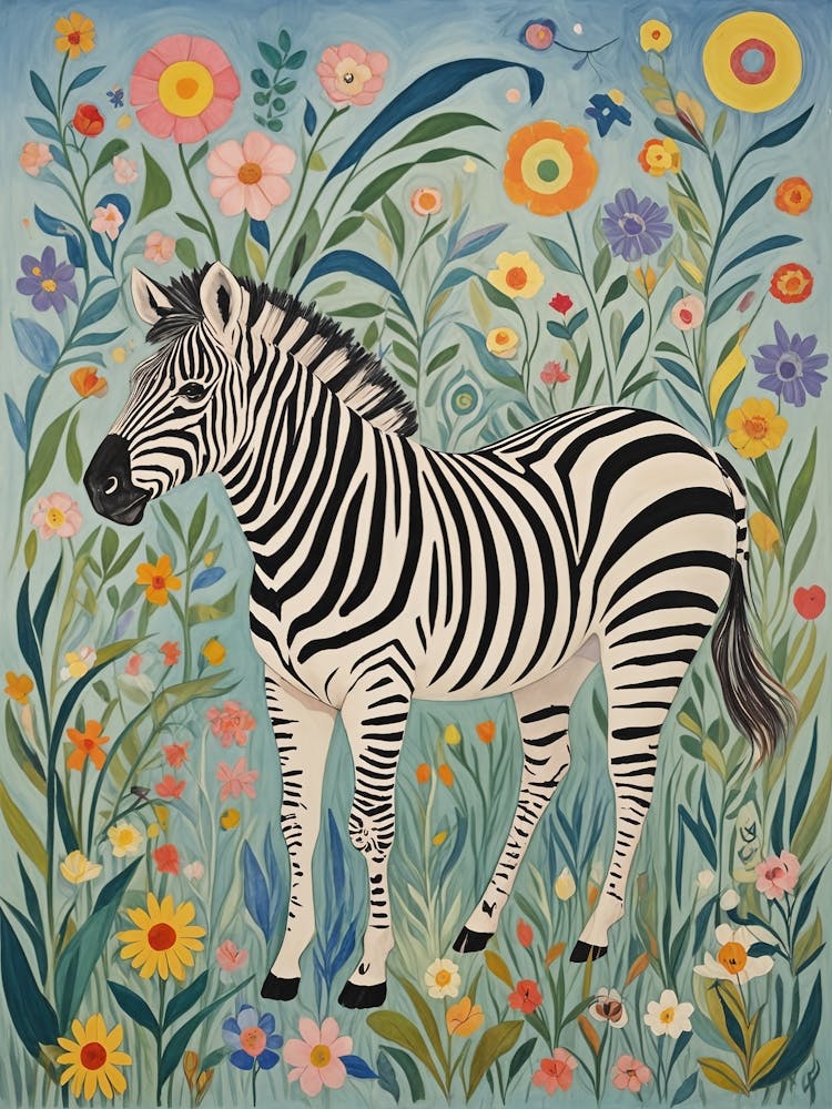 Whimsical Zebra In The Garden