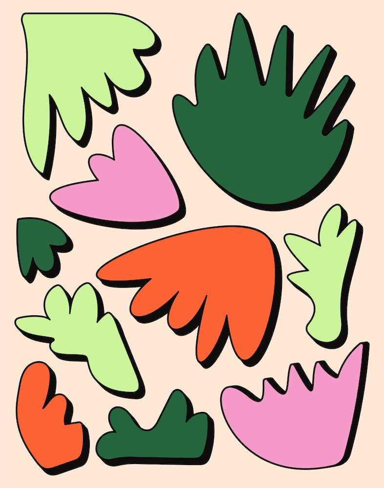 Abstract Colorful Matisse Inspired Seaweed Cutouts