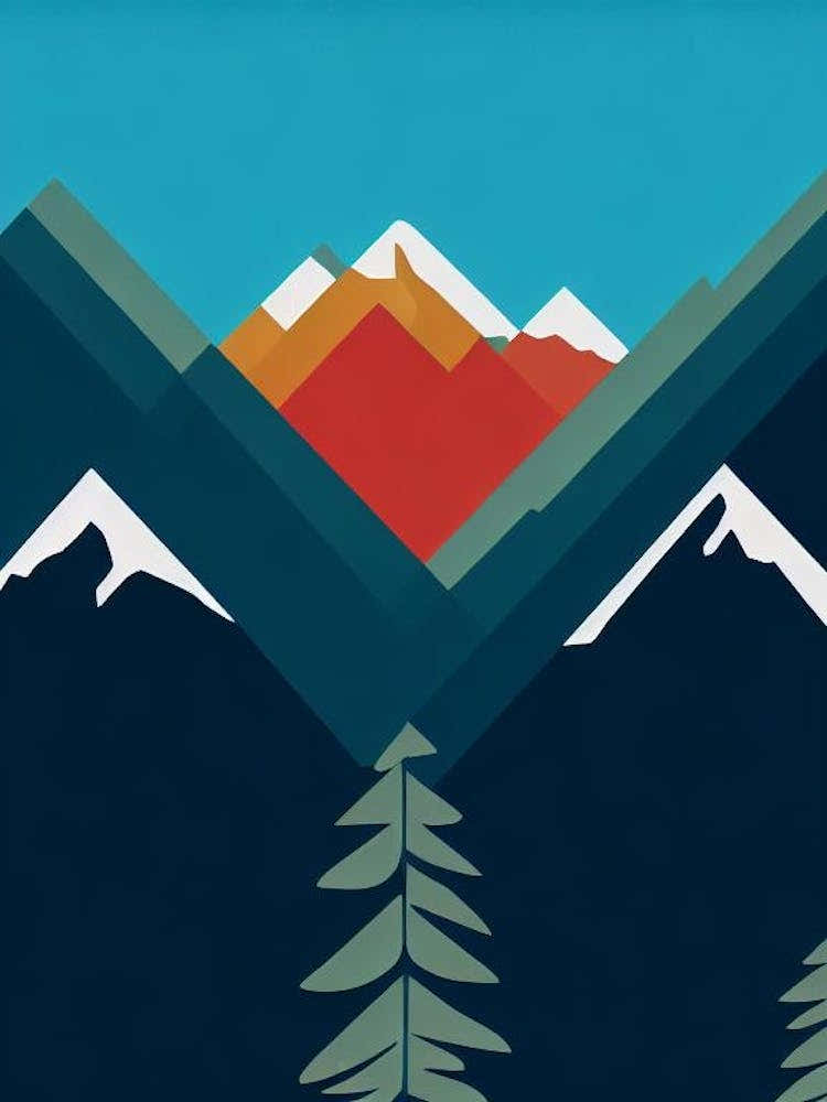 Lake Tahoe, Usa Modern Illustration Skiing Poster