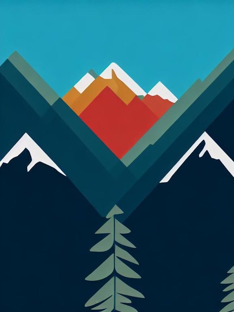 Lake Tahoe, Usa Modern Illustration Skiing Poster