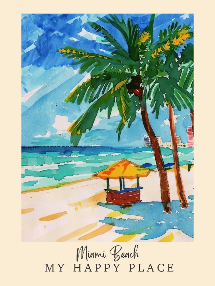 My Happy Place Miami Beach 4 Travel Poster