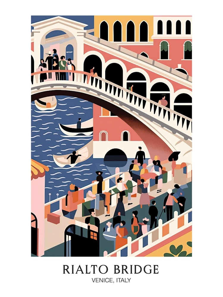 Rialto Bridge, Venice Italy Colourful 1 Travel Poster
