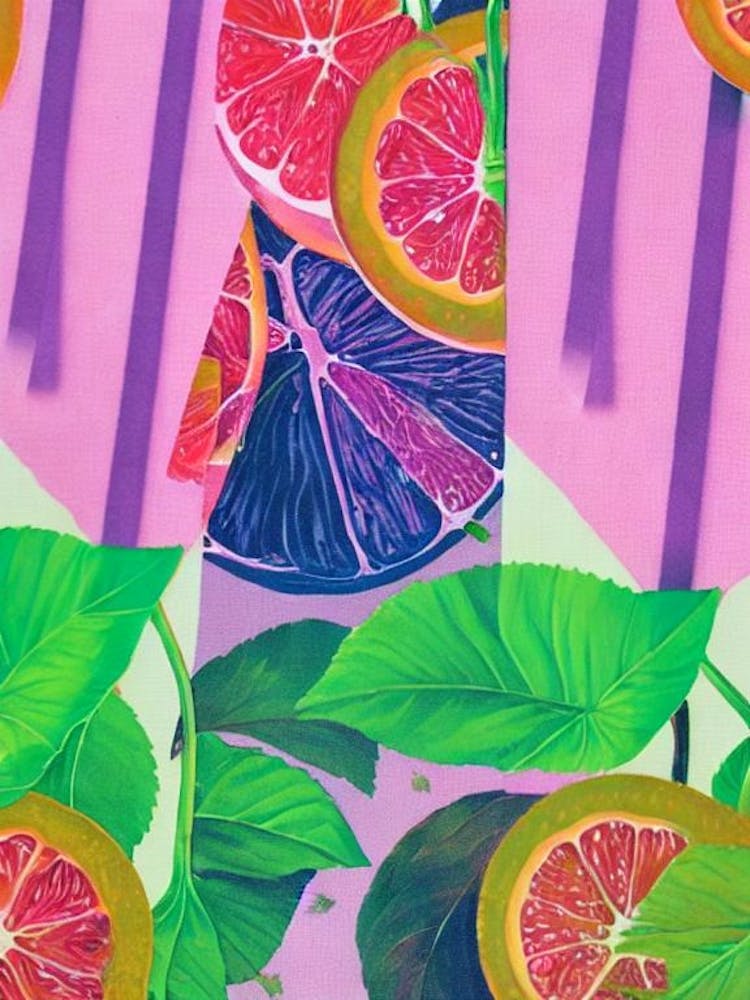 Grapefruit 2 Risograph Retro Poster Fruit